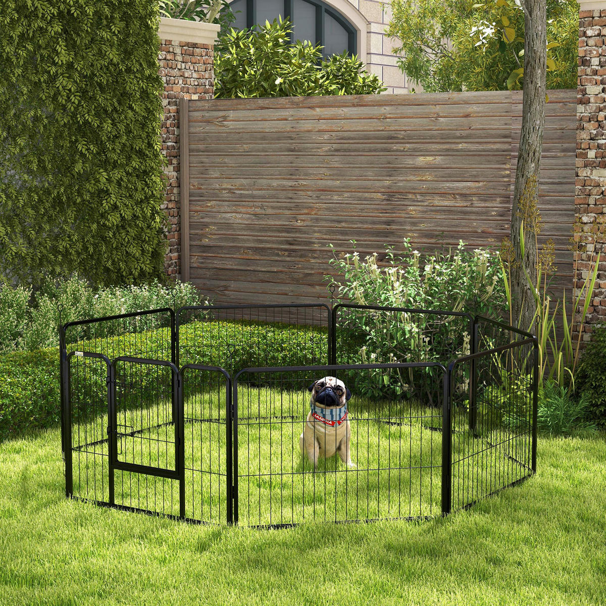 PawHut Tier-Zubehör schwarz Polypropylen H/L: ca. 80x60 cm Welpenauslauf - schwarz (60,00cm) - PawHut