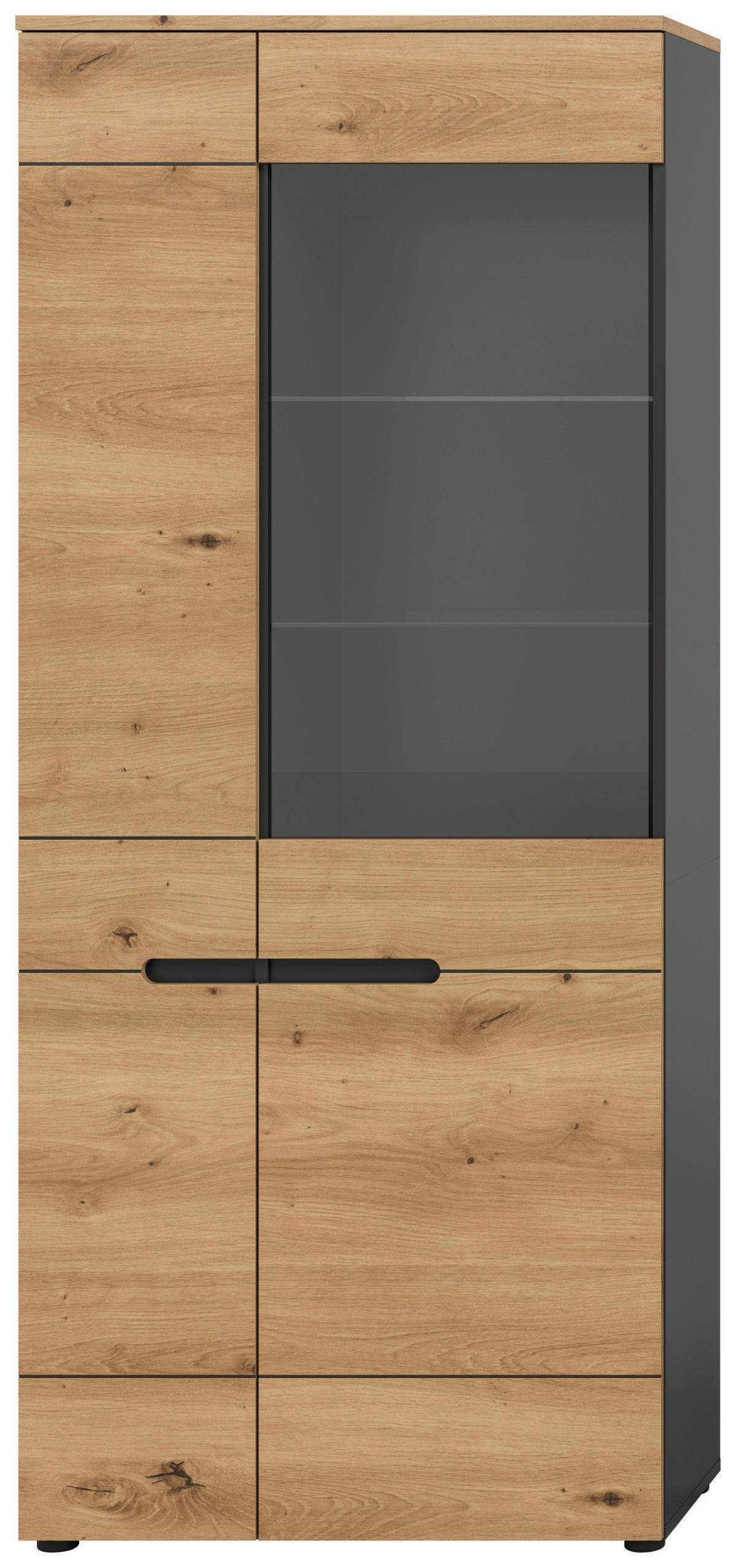 Vitrine Canu basaltgrau Nachbildung Artisan Oak Nachbildung B/H/T: ca. 190x80x37 cm Canu - basaltgrau (190,00/80,00/37,00cm) - xonox.home