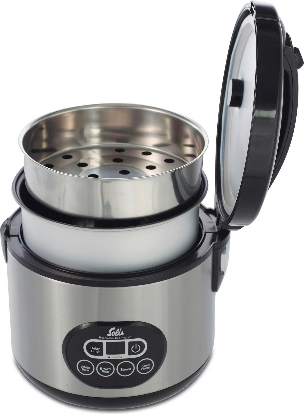 Solis Reiskocher silber schwarz Kunststoff Metall Duo Programm - schwarz/silber - Solis