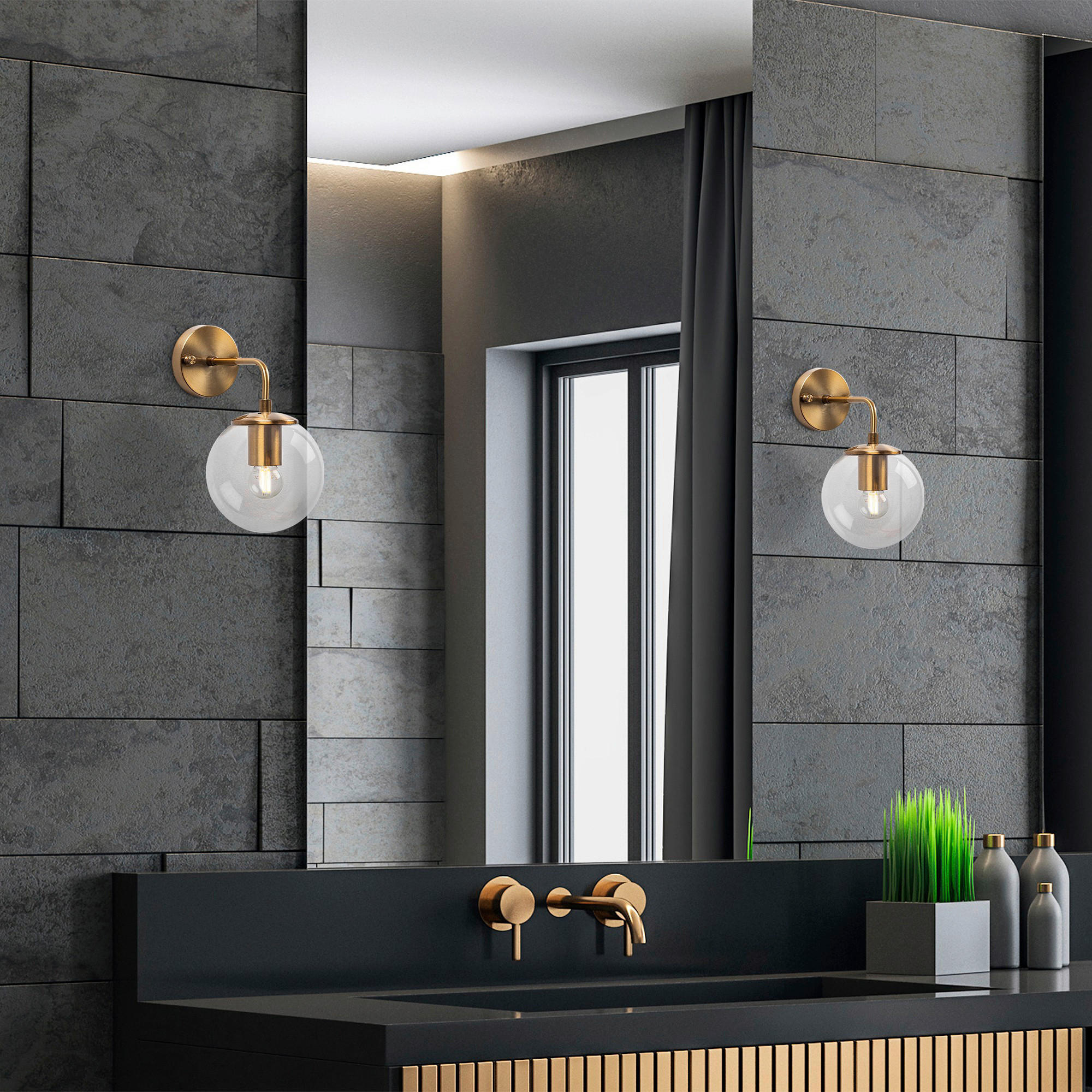 Opviq Wandleuchte Viran bronze Glas Metall B/H/T/L/D: ca. 27x25x27x15x15 cm E14 1 Brennstellen Viran - bronze (15,00/27,00/25,00cm) - Opviq