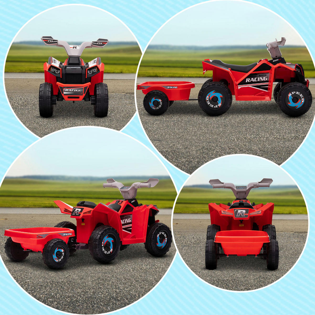 HOMCOM Kinder Elektrofahrzeug schwarz B/H/L: ca. 41,5x48,5x106 cm Kinder Elektrofahrzeug - rot/schwarz (106,00/41,50/48,50cm) - HOMCOM