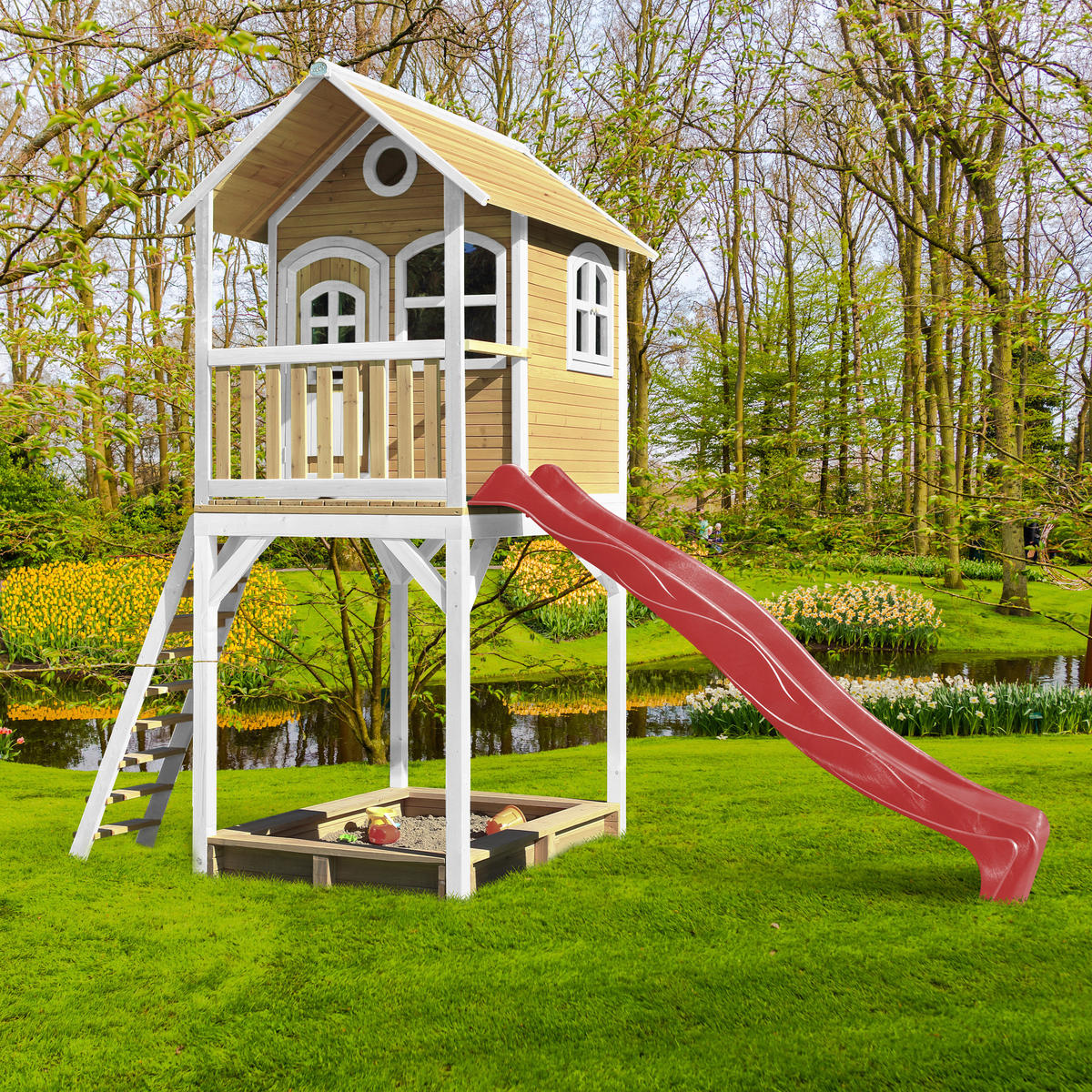 AXI Spielhaus Romy braun B/H/L: ca. 420x320x191 cm Romy - braun/weiß (191,00/420,00/320,00cm) - AXI
