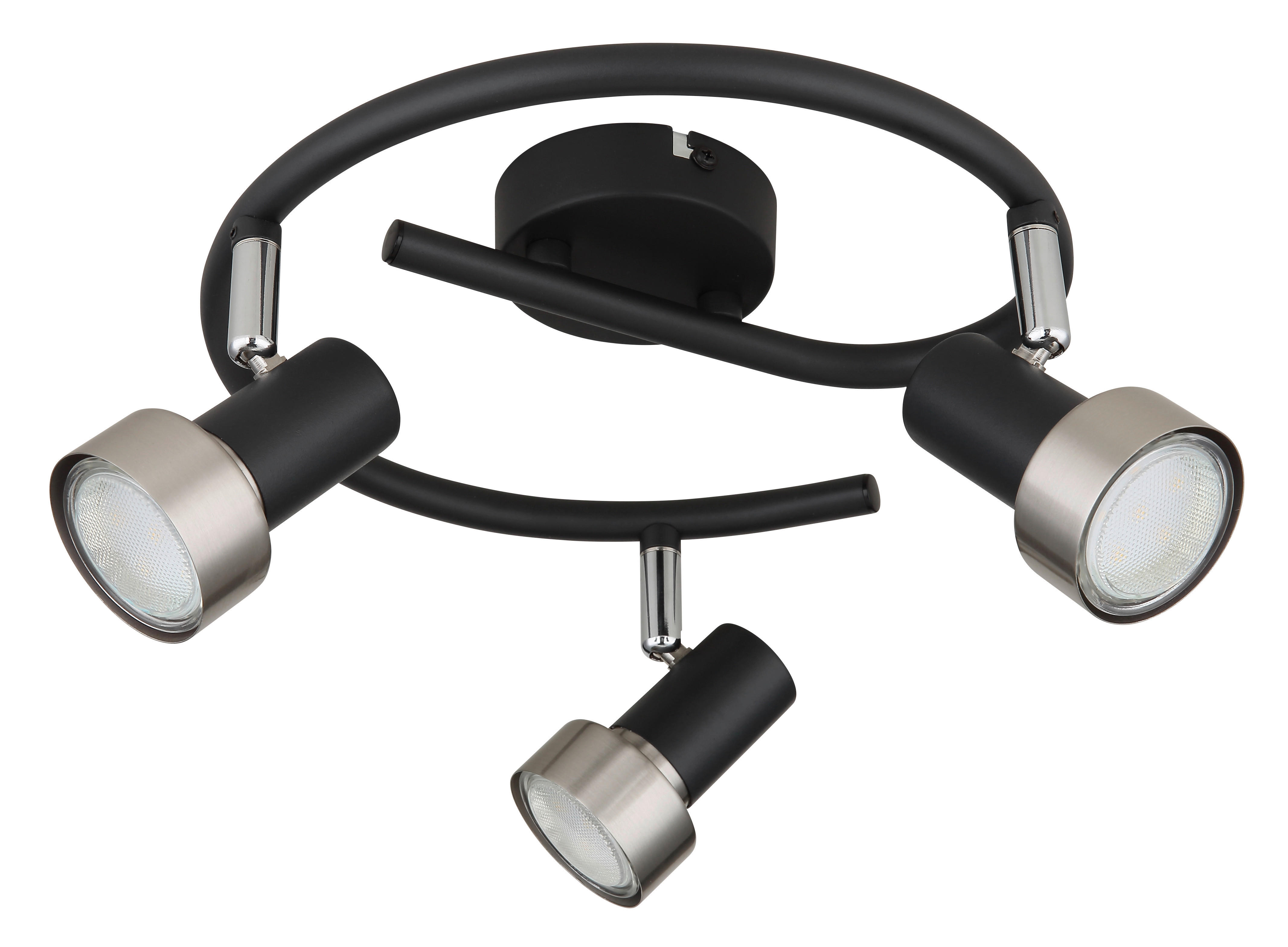 Thumbnail - GLOBO Spot mattschwarz Chrom nickel matt Metall H/D: ca. 13,3x25 cm GU10 3 Brennstellen