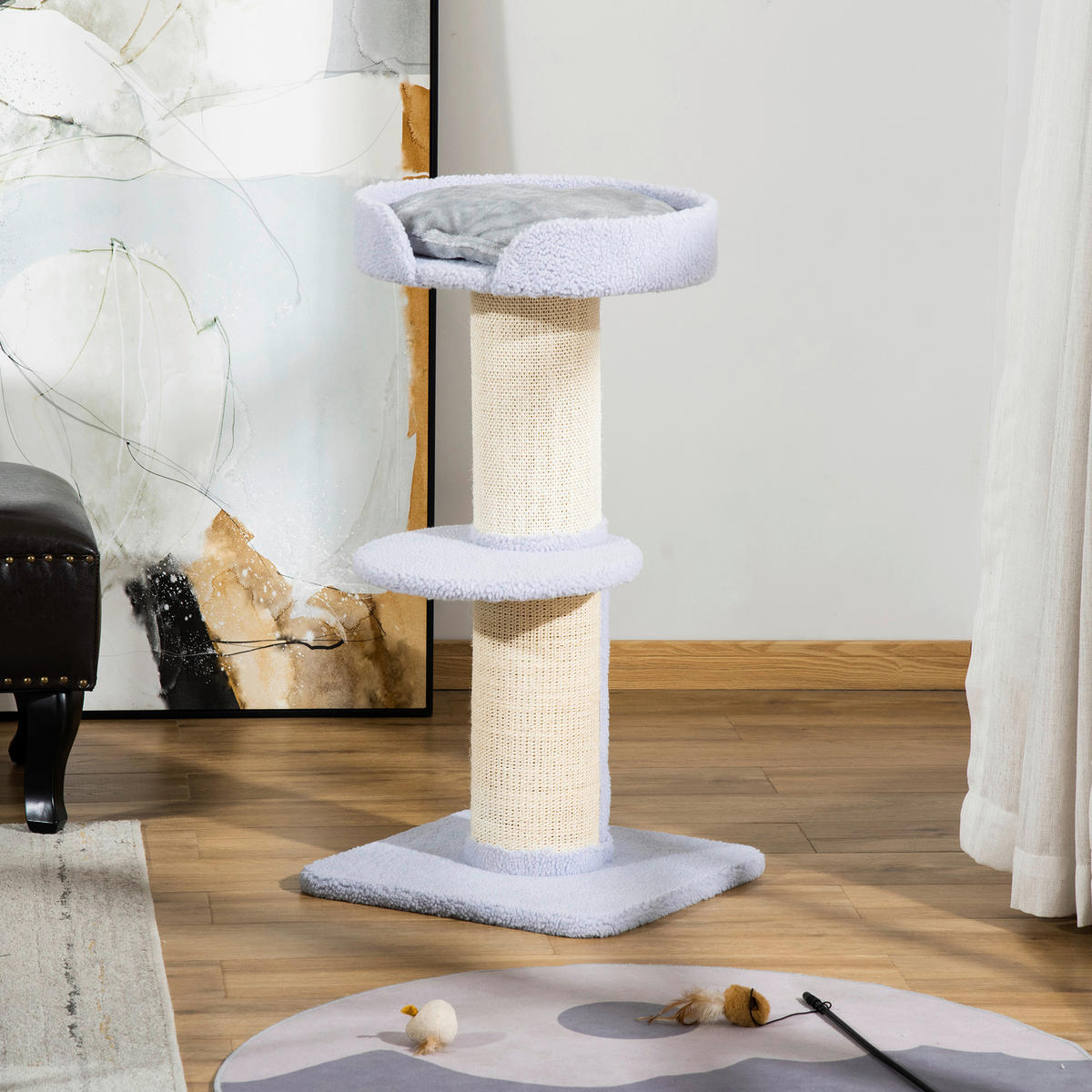 PawHut Kratzbaum hellgrau Sisal B/H/L: ca. 45x91x45 cm Kratzbaum - hellgrau (45,00/45,00/91,00cm) - PawHut