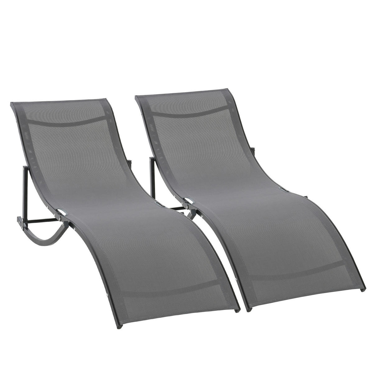 Outsunny Gartenliege 2er Set dunkelgrau Aluminium B/H/L: ca. 61x63x165 cm Gartenliege_2erSet - dunkelgrau (165,00/61,00/63,00cm) - Outsunny