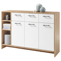 Kommode Open Eiche Artisan Nachbildung weiß B/H/T: ca. 135x95x38 cm Open - Eiche/weiß (135,00/95,00/38,00cm)