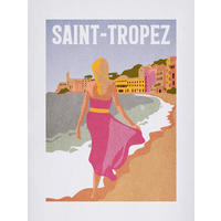 Komar Poster Vintage Travel Saint-Tropez Strand B/L: ca. 30x40 cm Vintage Travel Saint-Tropez - (30,00/40,00cm) - Komar