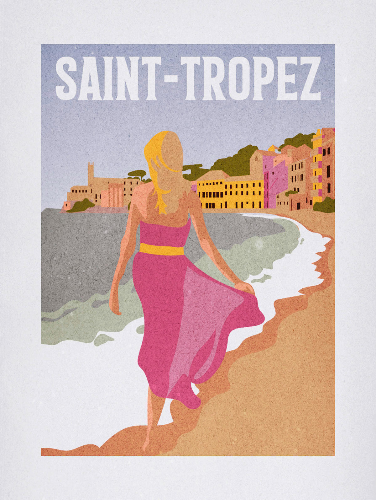 Komar Poster Vintage Travel Saint-Tropez Strand B/L: ca. 30x40 cm Vintage Travel Saint-Tropez - (30,00/40,00cm) - Komar