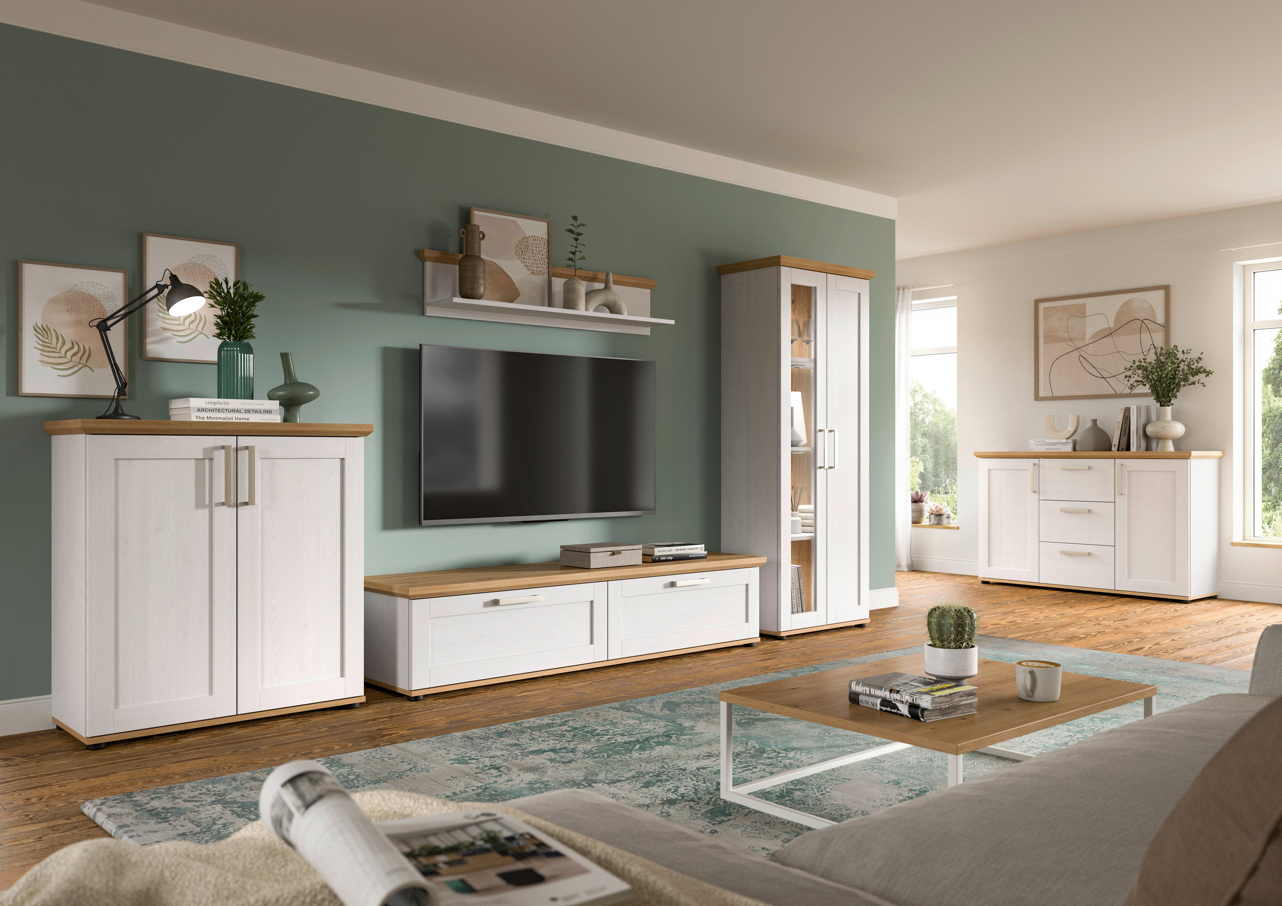Lowboard VERONA Lärche Nachbildung Eiche Nachbildung B/H/T: ca. 164x37x40 cm VERONA - Eiche/Lärche (164,00/37,00/40,00cm) - xonox.home