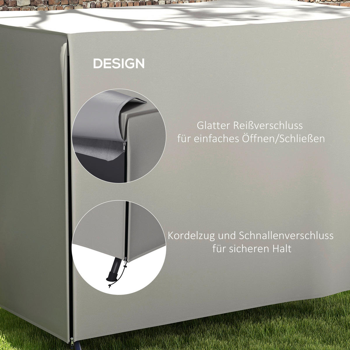 Outsunny Abdeckplane grau Polyester B/H/L: ca. 124x205x164 cm Abdeckhaube_für_Hollywoodschaukeln - grau (164,00/124,00/205,00cm) - Outsunny