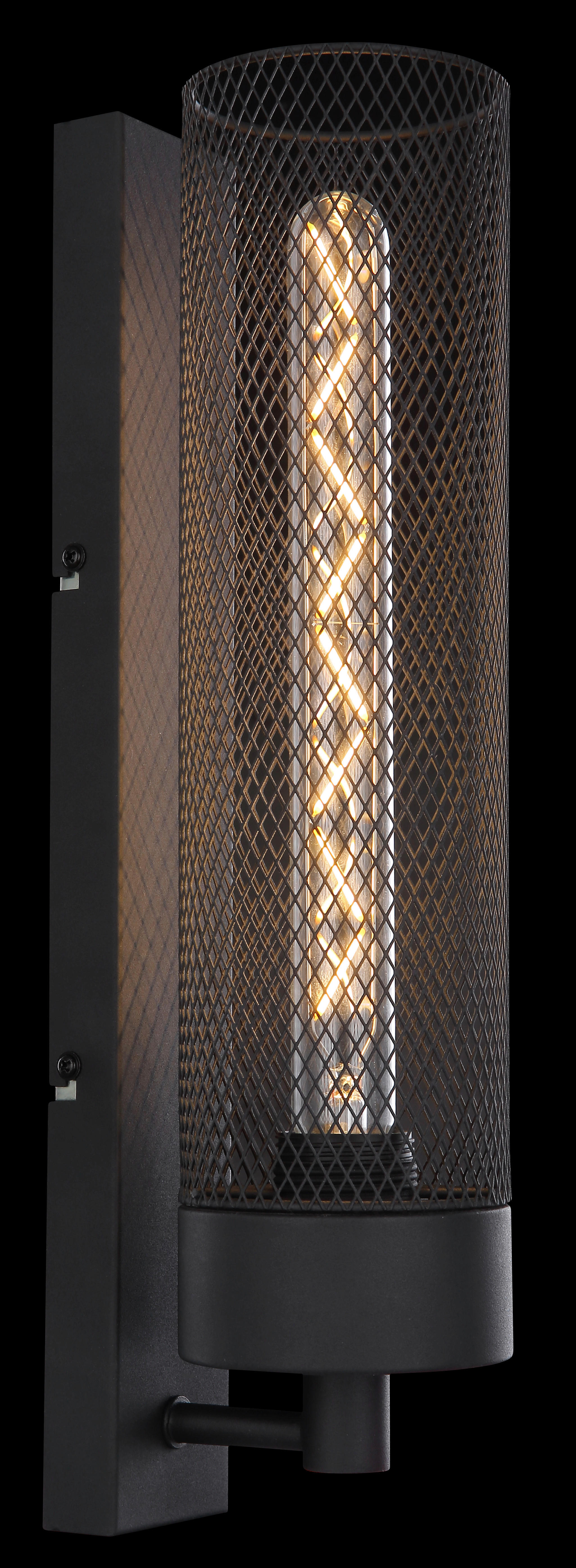 GLOBO Wandleuchte mattschwarz Metall B/H: ca. 9,5x41 cm E27 1 Brennstellen HANS - mattschwarz (9,50/41,00cm) - GLOBO