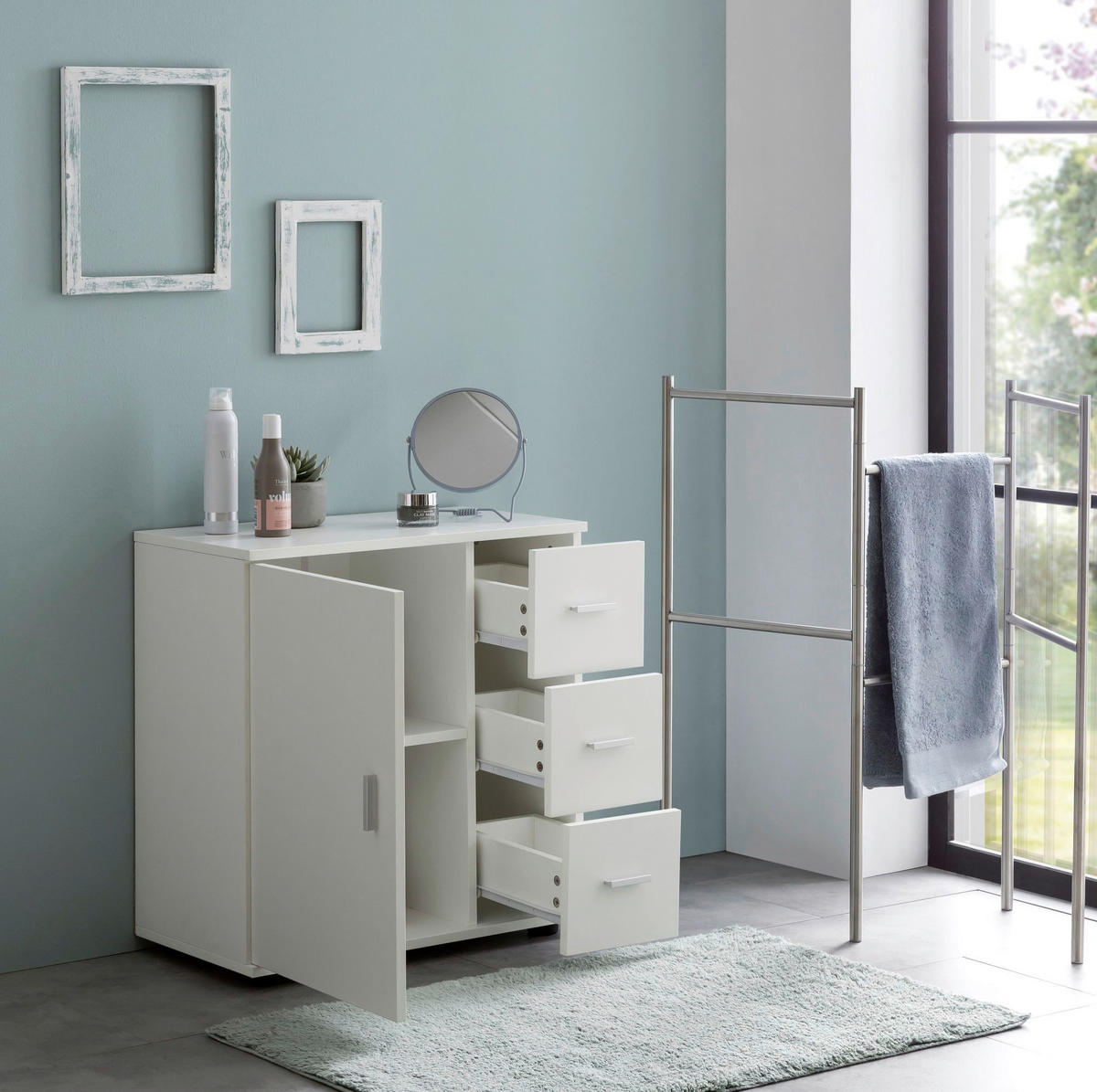 Badkommode weiß B/H/T: ca. 33x66x60 cm Badschrank - weiß (33,00/66,00/60,00cm) - Wohnling