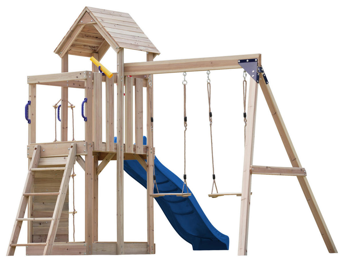 AXI Spielturm Moos blau B/H/L: ca. 342x267x375 cm Moos - braun/blau (375,00/342,00/267,00cm) - AXI