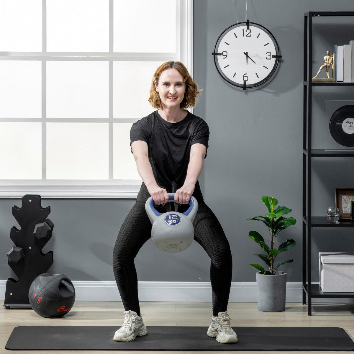 SPORTNOW Kettlebell blau Kunststoff B/H/L: ca. 17x28x24 cm Kettlebell 12kg - blau (24,00/17,00/28,00cm) - SPORTNOW