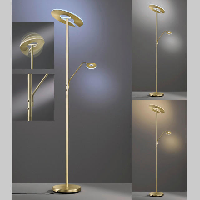 Fischer & Honsel LED-Stehleuchte 40316 messing weiß Glas Metall B/H/T: ca. 35x180x50 cm 1 Brennstellen Dent - messing/weiß (35,00/180,00/50,00cm) - Fischer & Honsel