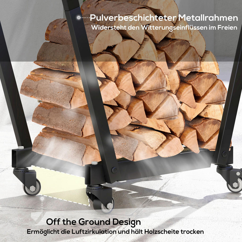 Thumbnail - Outsunny Kaminholzständer schwarz B/H/L: ca. 30x81x79 cm