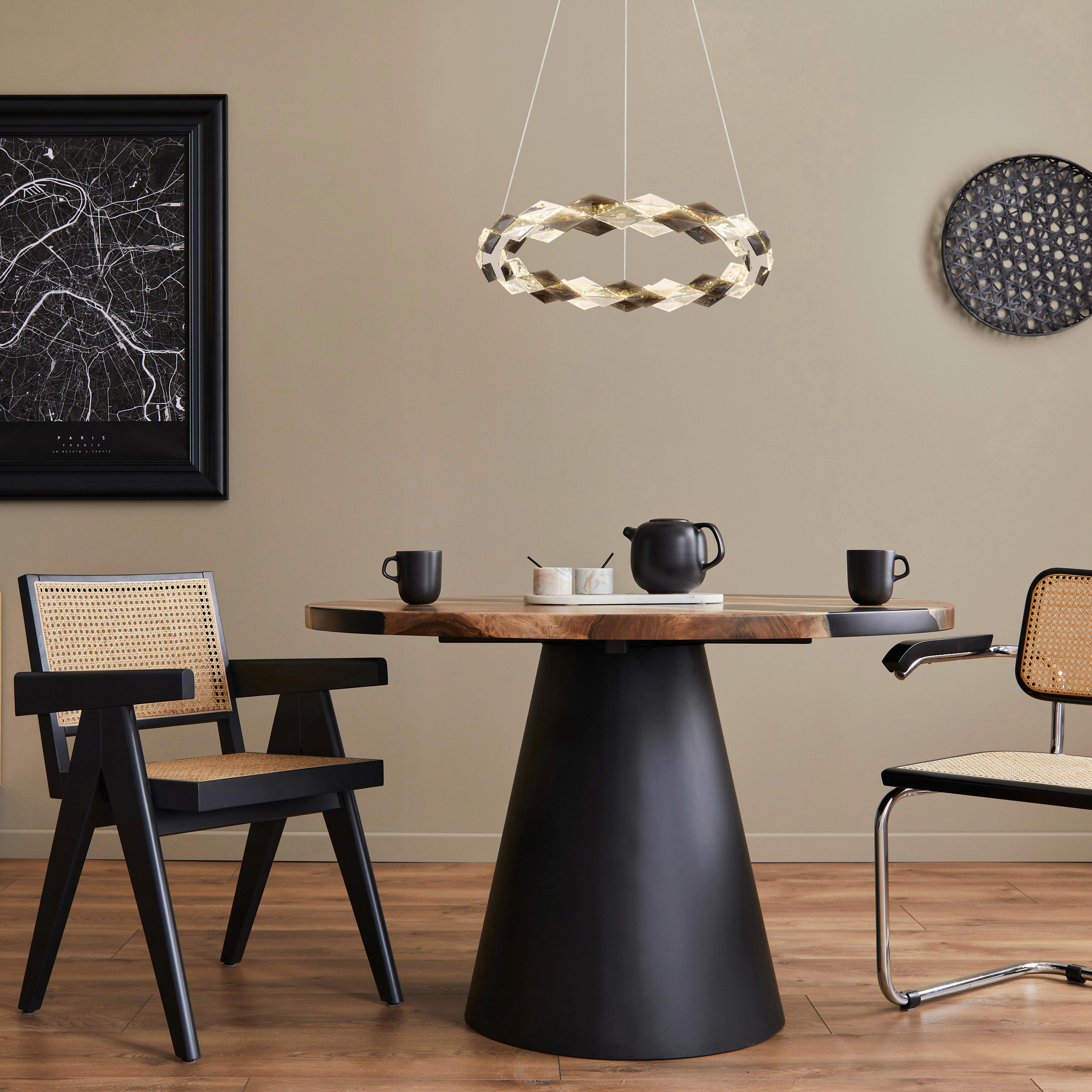 GLOBO LED-Pendelleuchte Chrom transparent Rauch Metall Acryl H/D: ca. 130x55 cm KARILION - Rauch/Chrom (55,00/130,00cm) - GLOBO
