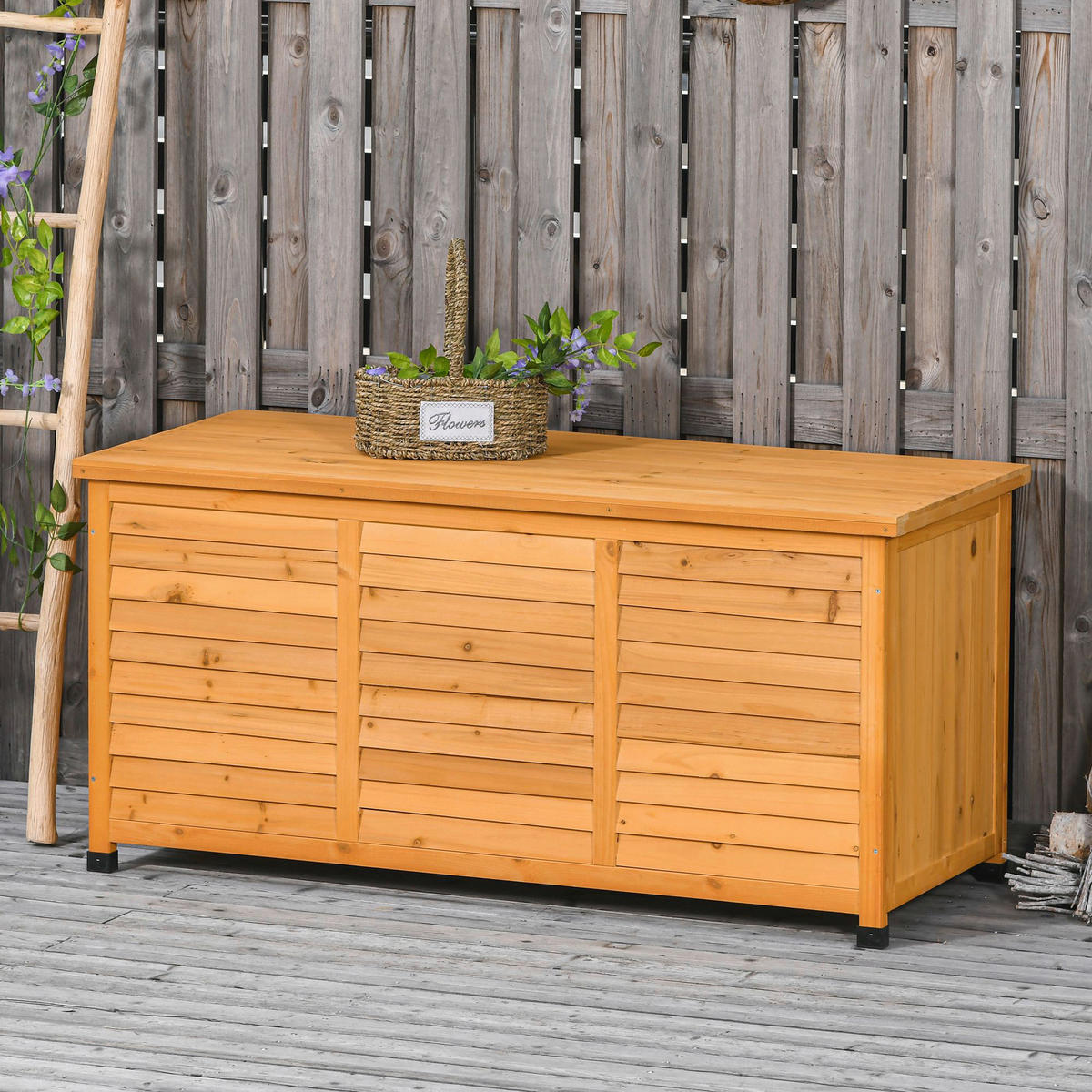 Outsunny Gartenschrank natur Holz B/H/L: ca. 56x60x127 cm Gartenschrank - natur (127,00/56,00/60,00cm) - Outsunny