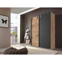 Schwebetürenschrank Liverpool Eiche Plankeneiche Nachbildung B/H/T: ca. 135x198x64 cm Liverpool - Eiche/Graphit (135,00/198,00/64,00cm)
