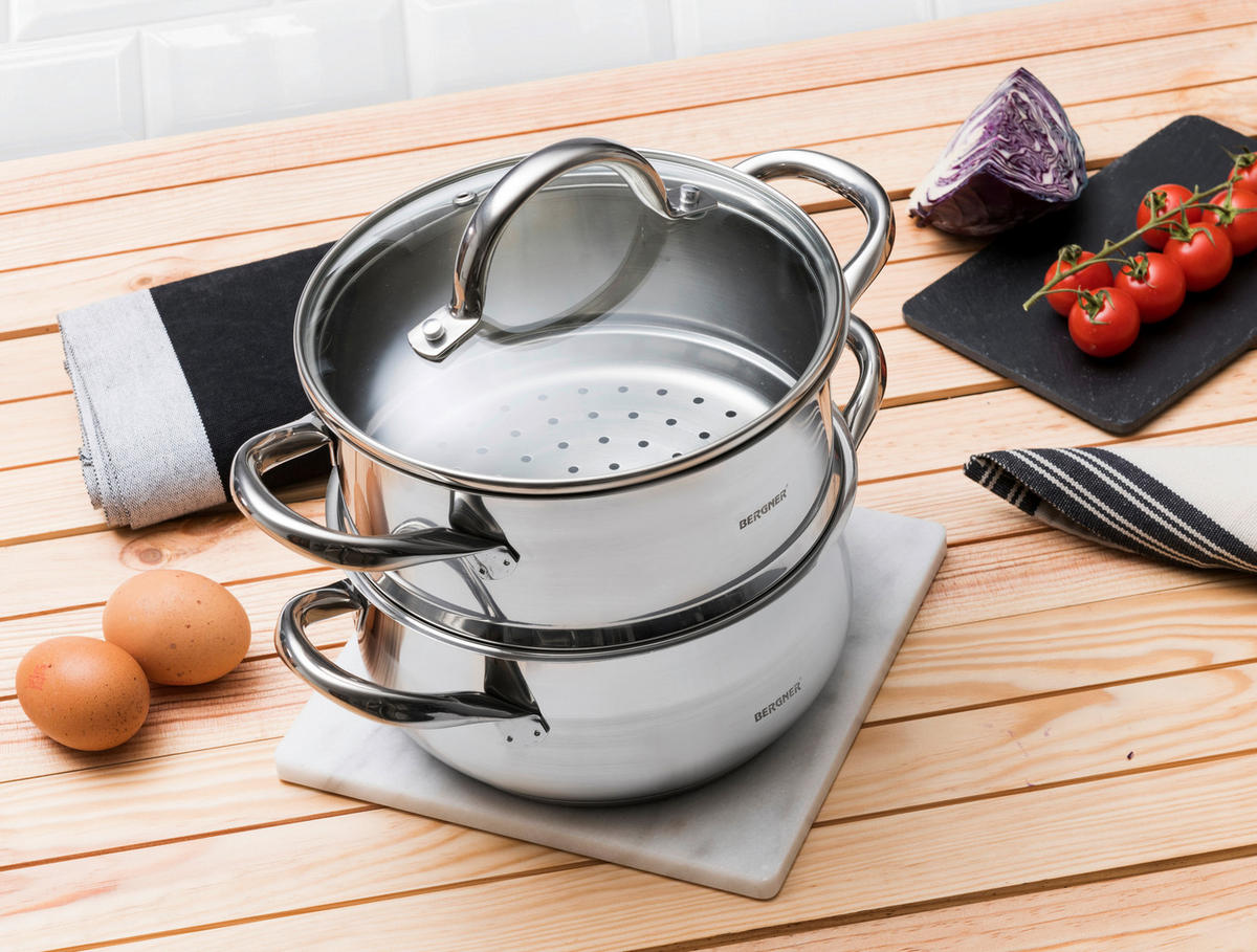BERGNER Topfset Gourmet silber Edelstahl 3 tlg. Gourmet - silber - BERGNER