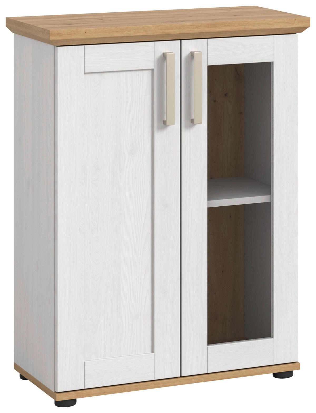 Vitrinenschrank VERONA Lärche Nachbildung Eiche Nachbildung B/H/T: ca. 64x88x37 cm VERONA - Eiche/Lärche (64,00/88,00/37,00cm) - xonox.home