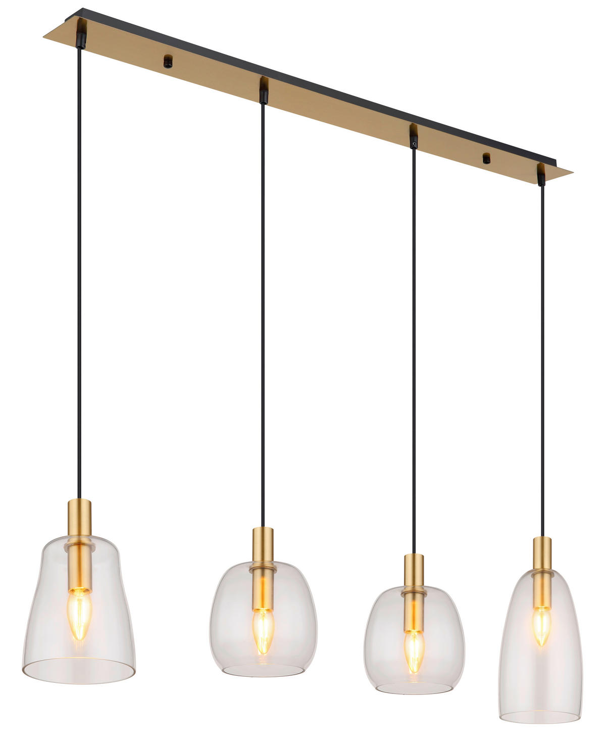 GLOBO Pendelleuchte klar messing Glas Metall B/H/T: ca. 16x120x107 cm E14 4 Brennstellen GARRI - klar/messing (16,00/120,00/107,00cm) - GLOBO