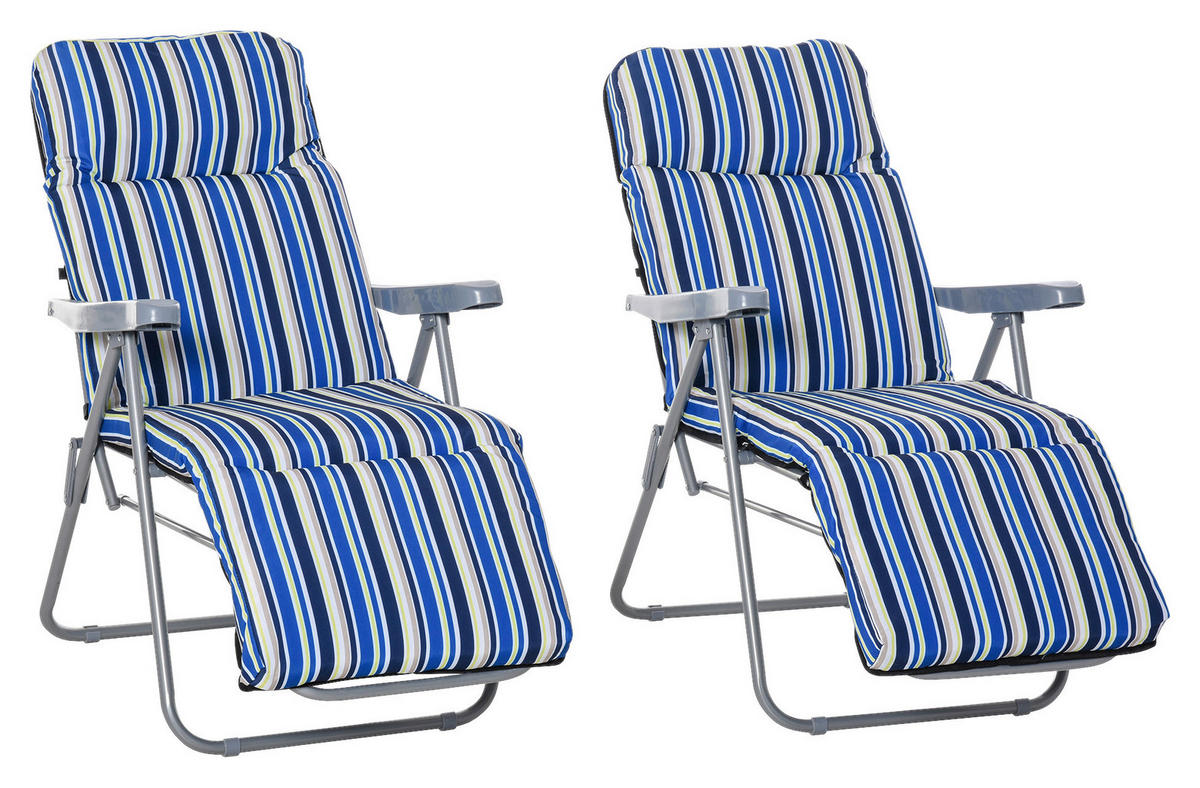 Outsunny Liegestuhl Set Liegestuhl_Set - blau (60,00/75,00/102,00cm) - Outsunny
