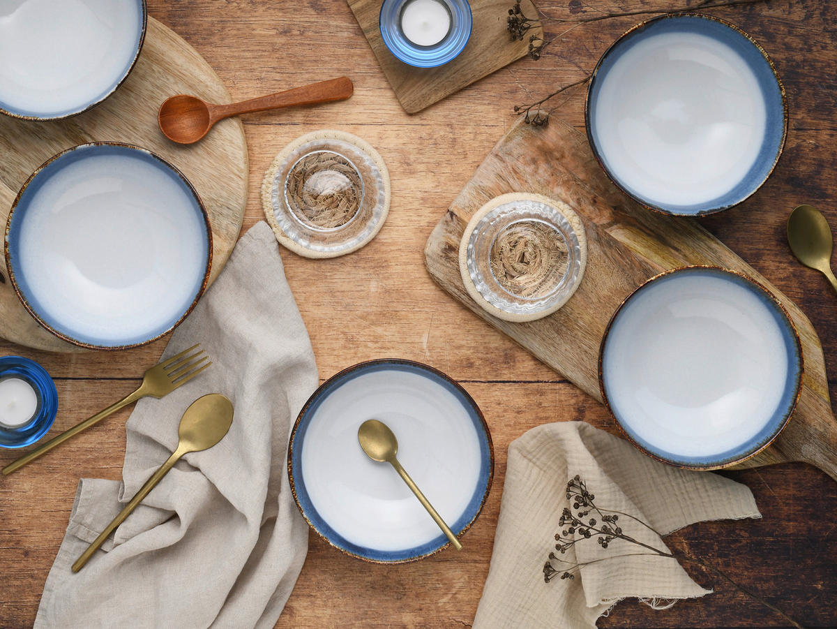 CreaTable Schüssel-Set Cascade blau Steinzeug Cascade - blau - CreaTable