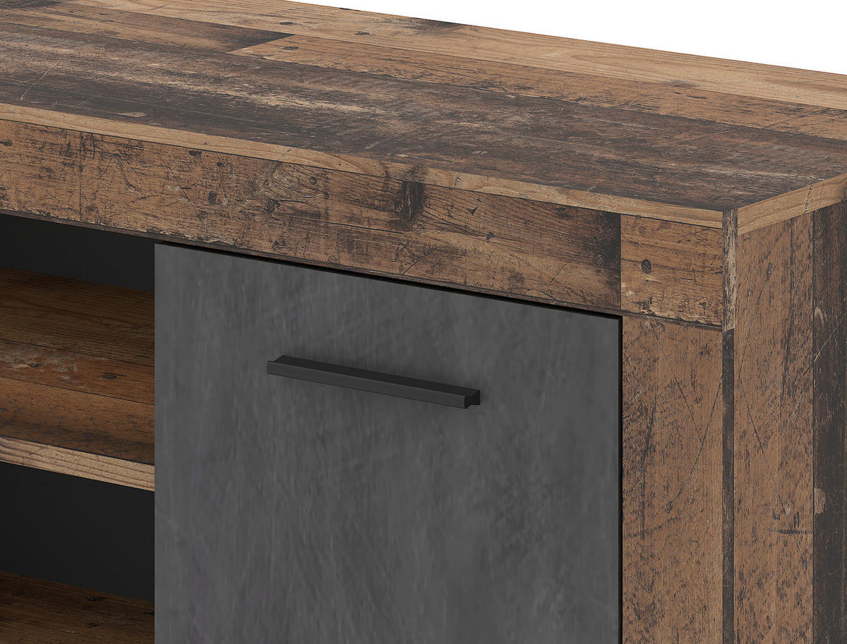 TV-Lowboard LUNA 2D Eiche Old Wood Nachbildung Eiche Matera Nachbildung Beton Optik B/H/T: ca. 140x40x40 cm LUNA 2D - Eiche/Beton (140,00/40,00/40,00cm) - WIPMEB