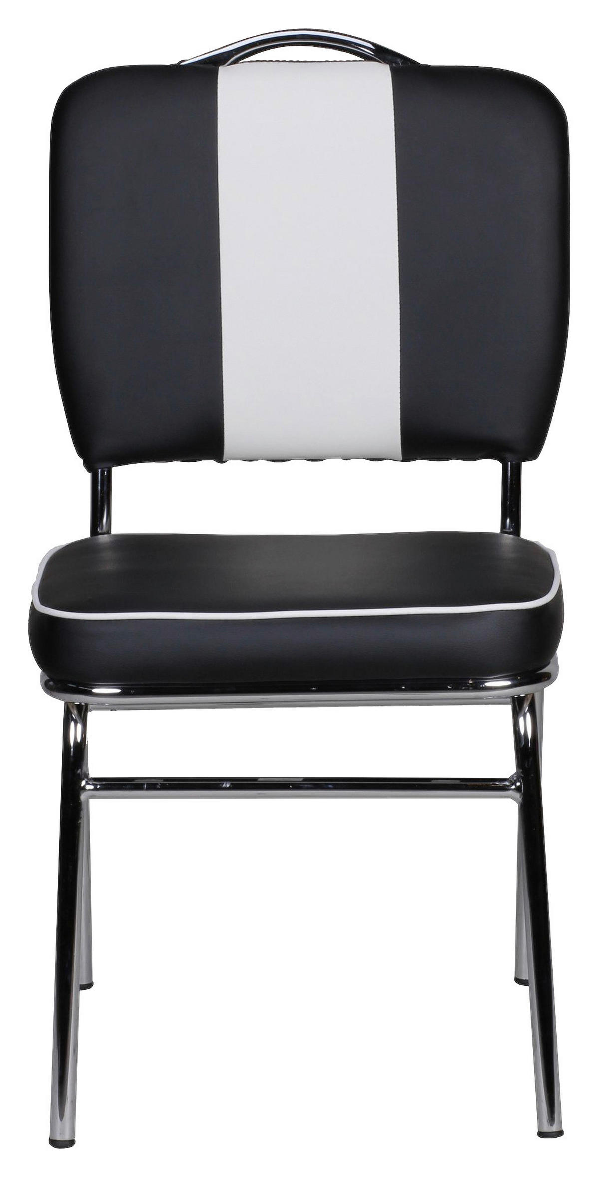 Stuhl schwarz weiß Chrom Kunstleder Metall Kunstleder Esszimmerstuhl - weiß/schwarz - Wohnling