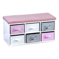 Kesper Kinder-Sitzbank rosa Polyester B/H/L: ca. 31,5x12x70 cm Kinder-Sitzbank mit Sitzkissen - weiß/rosa (70,00/31,50/12,00cm) - Kesper
