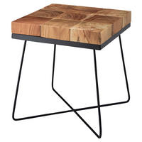 Beistelltisch natur schwarz Akazie Metall B/H/T: ca. 45x51x45 cm Beistelltisch - natur/schwarz (45,00/51,00/45,00cm) - Wohnling