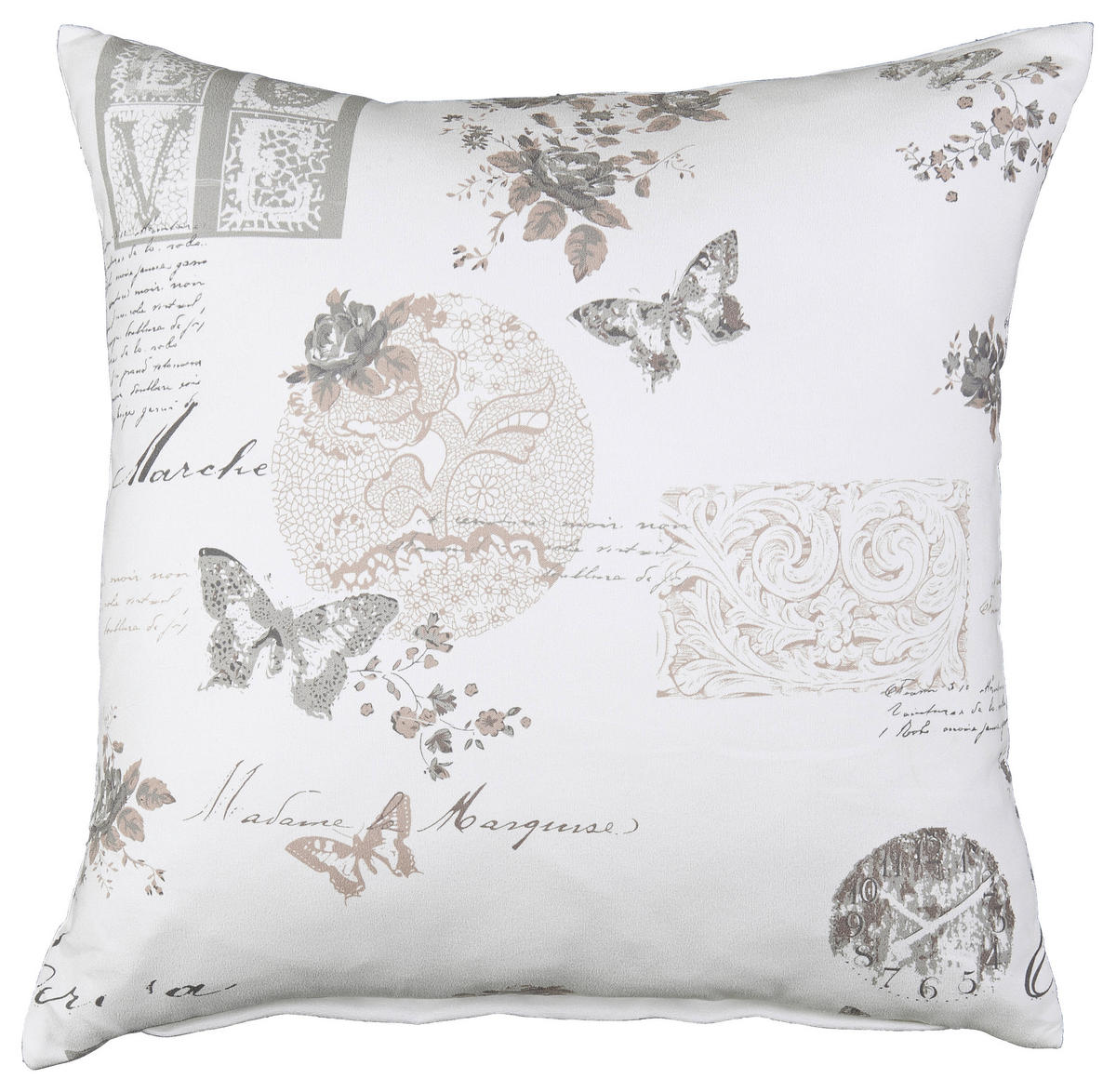 Dekokissen Fleur Fleur - hellgrau/weiß (45,00/45,00cm) - Home