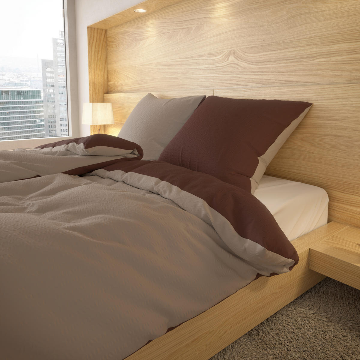 Microfaser Wende Bettwäsche Seersucker Wendebettwäsche_Seersucker br/tau - braun/taupe (135,00/200,00cm)
