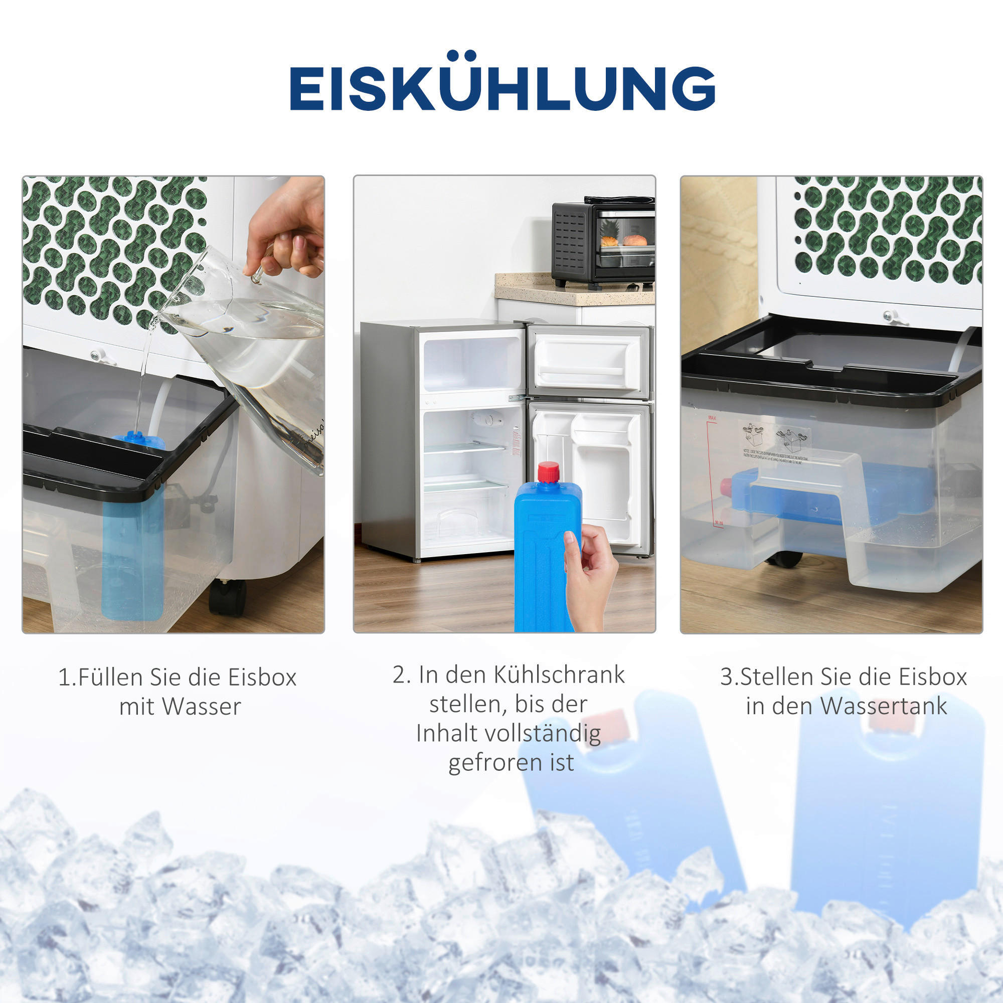 HOMCOM Luftkühler schwarz Polypropylen B/H/L: ca. 31,6x38,2x76 cm Luftkühler - weiß/schwarz (76,00/31,60/38,20cm) - HOMCOM