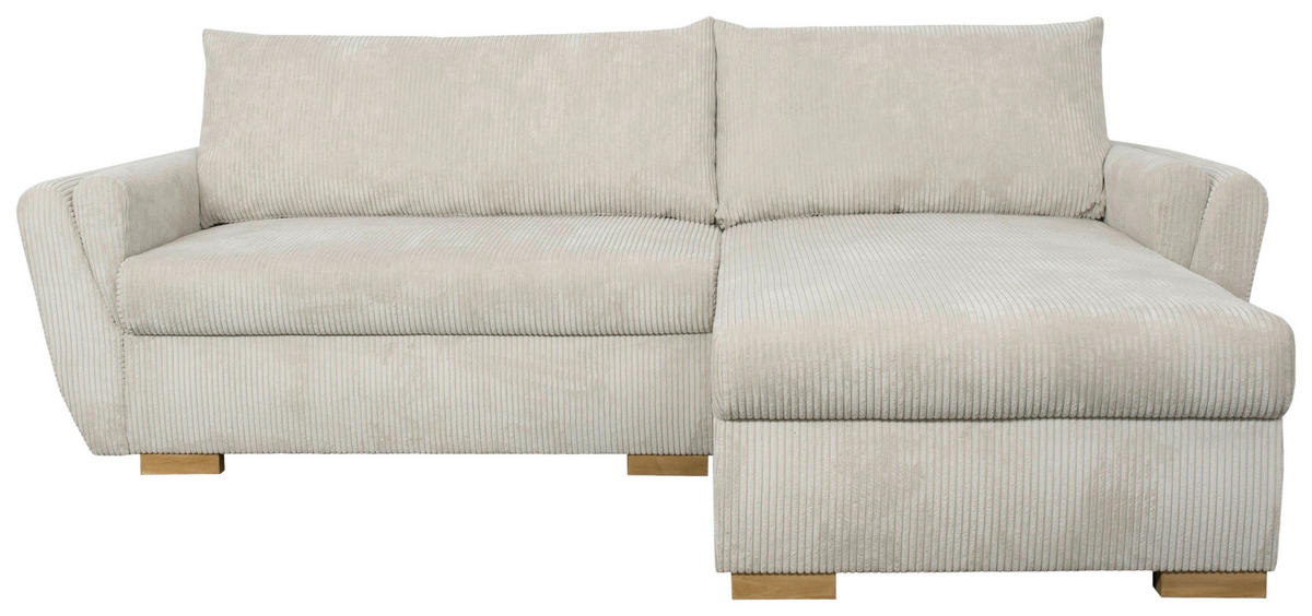 Ecksofa Danzig beige Velourstoff B/H/T: ca. 229x86x167 cm Danzig - beige/Eiche (229,00/86,00/167,00cm)