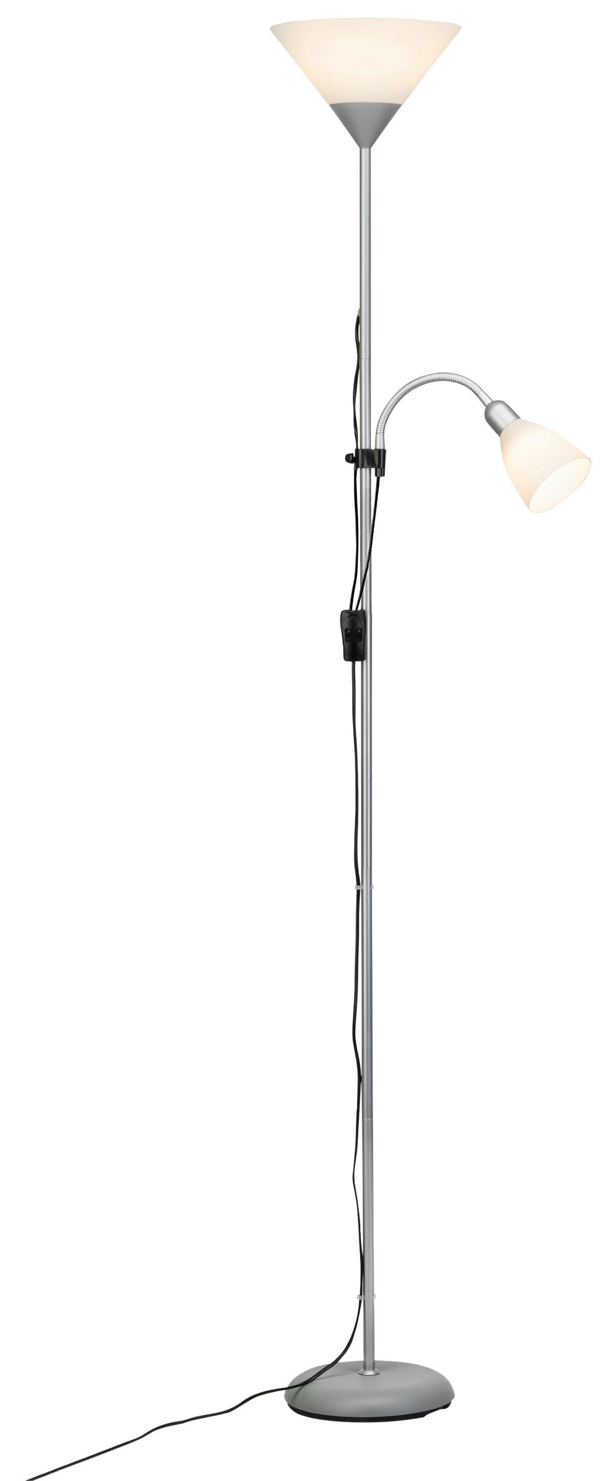 Brilliant Stehleuchte Spari G98811/05 silber weiß Metall Kunststoff H/T/D: ca. 180x41x25 cm 2 Brennstellen Spari LED - weiß/silber (25,00/180,00cm) - Brilliant