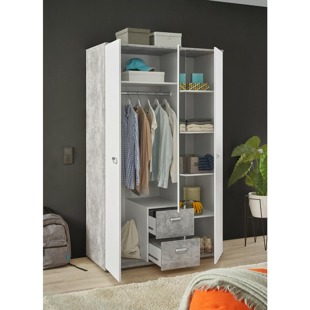 Thumbnail - Kleiderschrank Matino Beton B/H/T: ca. 115x191x53 cm