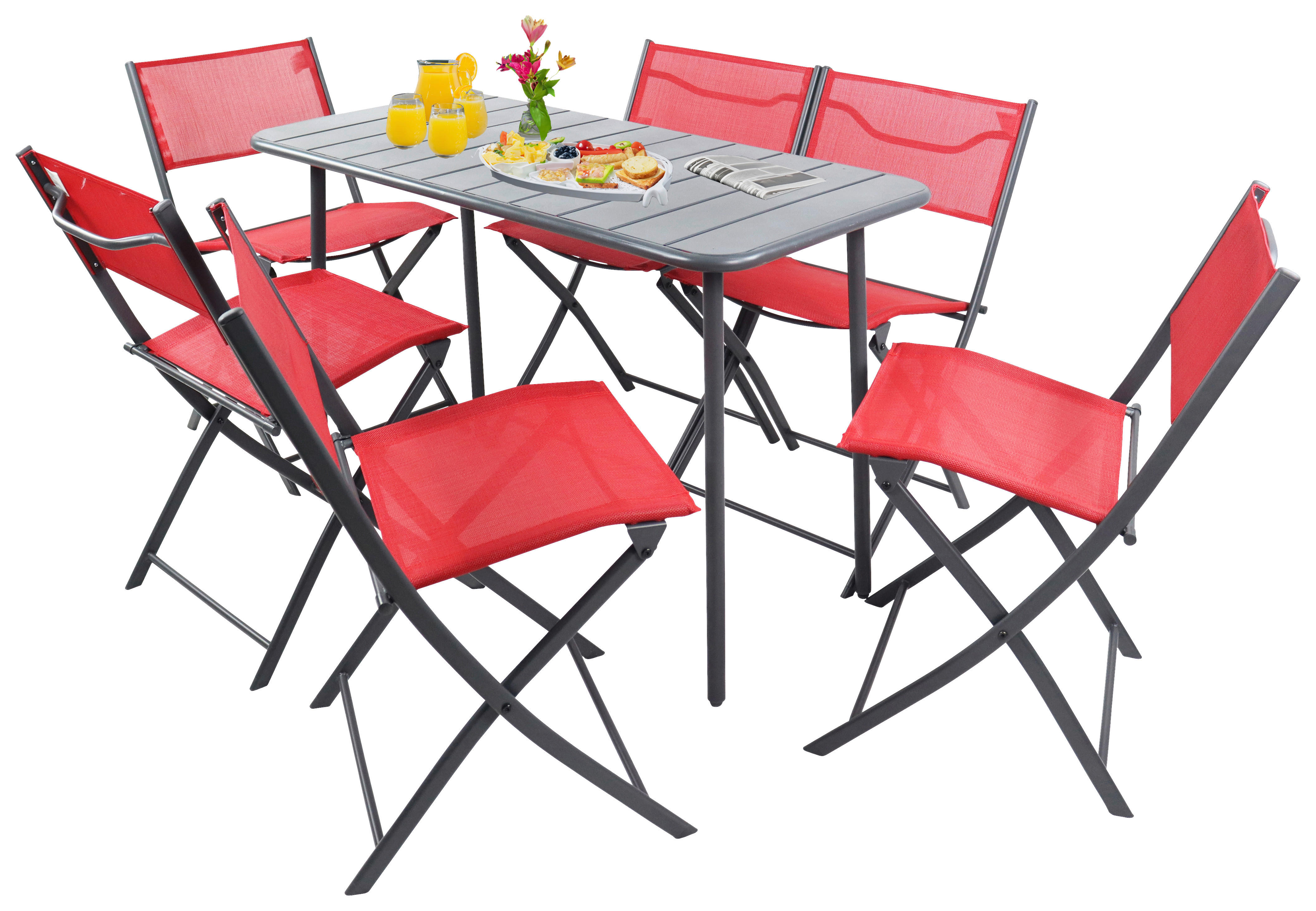 VCM Gartensitzgruppe Sumila rot Stahl B/H/L: ca. 45x79x46 cm Sumila - rot (46,00/45,00/79,00cm) - VCM