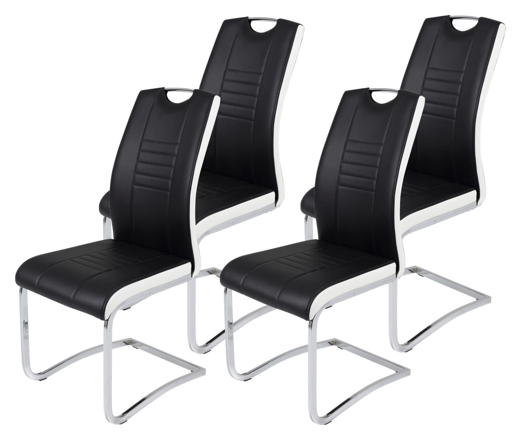 Schwingstuhl Tabea 4er Set schwarz weiß Kunstleder Kunstleder B/H/T: ca. 43x99x61 cm Tabea 4er Set - weiß/schwarz (43,00/99,00/61,00cm) - Hela