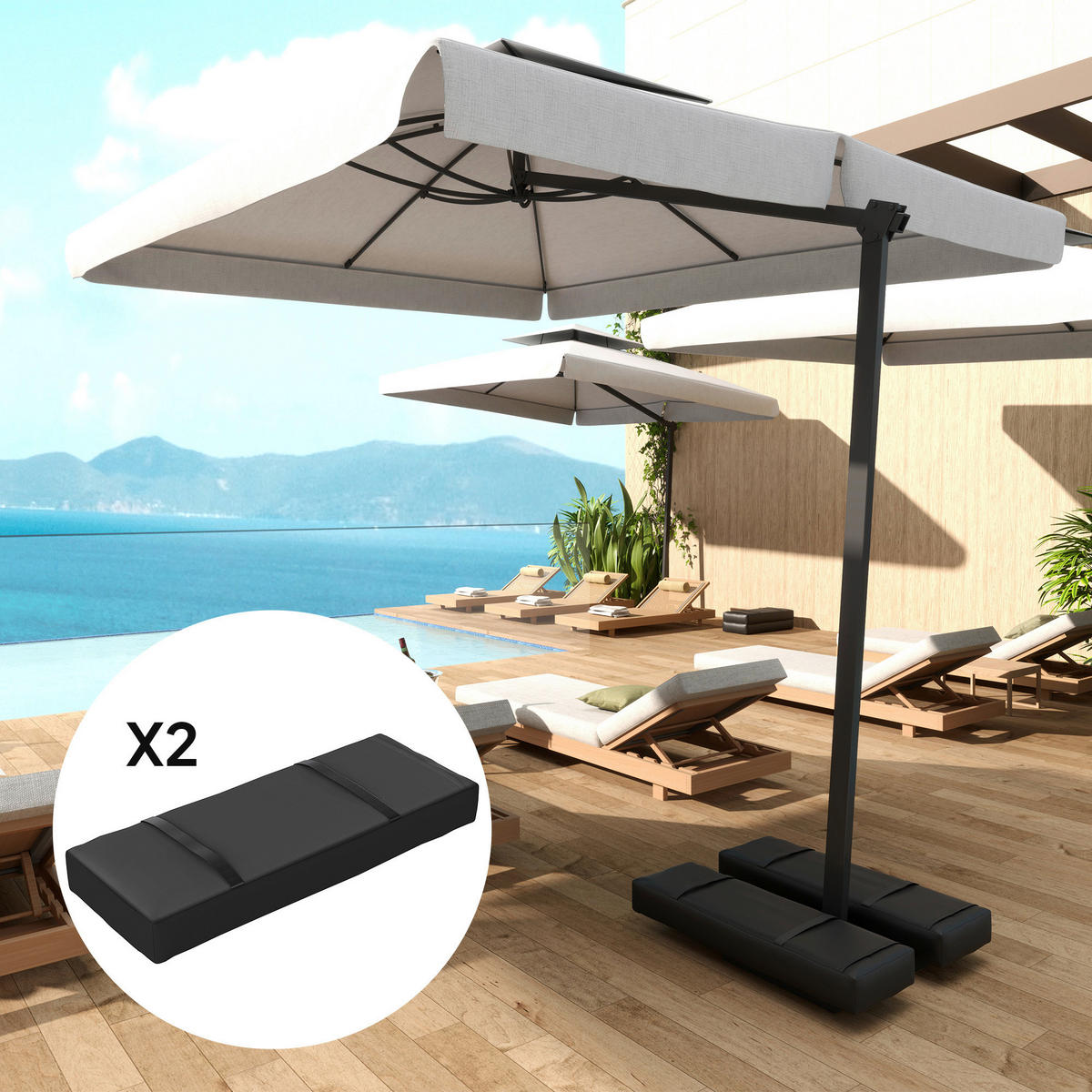 Outsunny Sandsack 2er Set schwarz Stoff B/H/L: ca. 30x11x76 cm Sandsack 2er Set - schwarz (76,00/30,00/11,00cm) - Outsunny