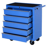 Werkstattwagen mit 5 Schubladen blau B/H/T: ca. 67,5x77x33 cm Fahrbarer Werkstattwagen E2-0005 - blau (67,50/77,00/33,00cm) - HOMCOM