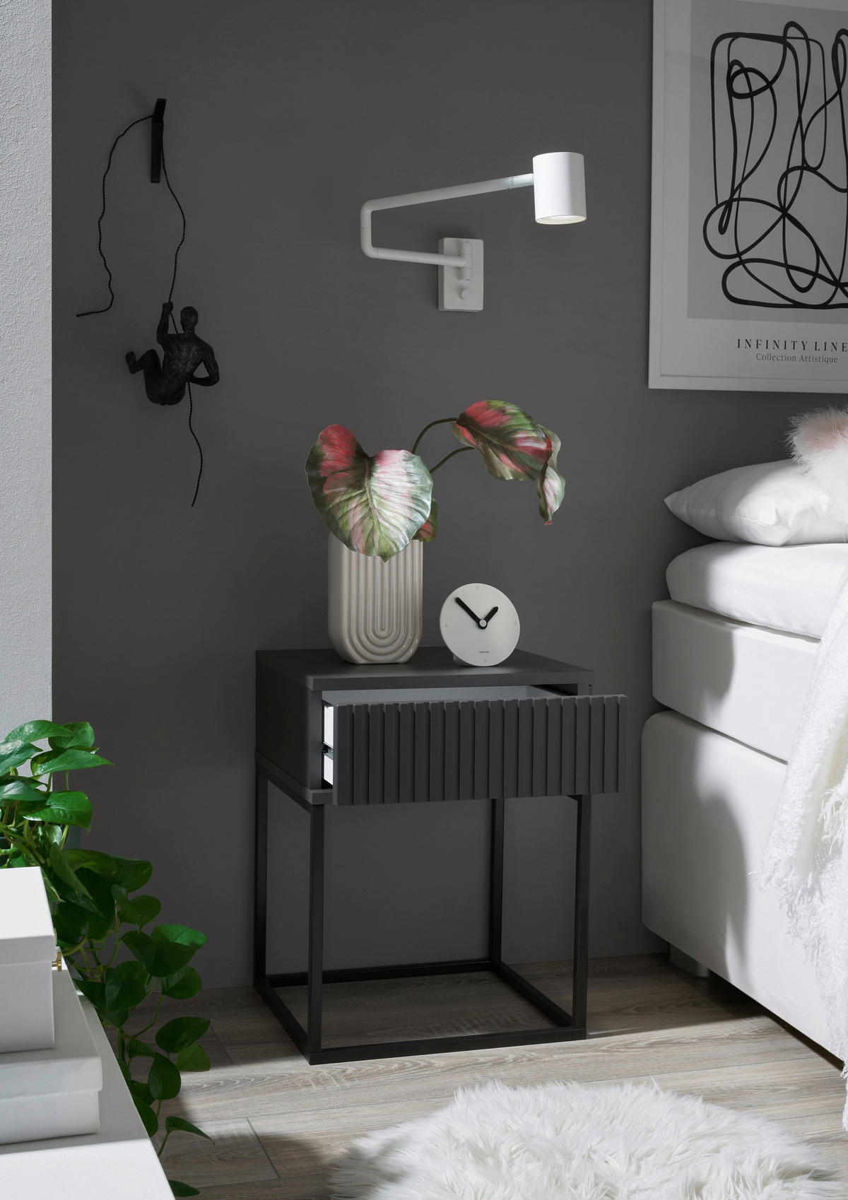 Nachtkonsole Marle Graphit B/H/T: ca. 40x52x39 cm Marle - Graphit/schwarz (40,00/52,00/39,00cm)