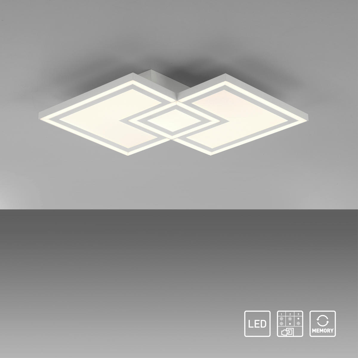 Just Light LED-Deckenleuchte BEDGING 14880-16 weiß Kunststoff Eisen B/H/T: ca. 40x5,6x40 cm 2 Brennstellen BEDGING - weiß (40,00/5,60/40,00cm) - Just Light