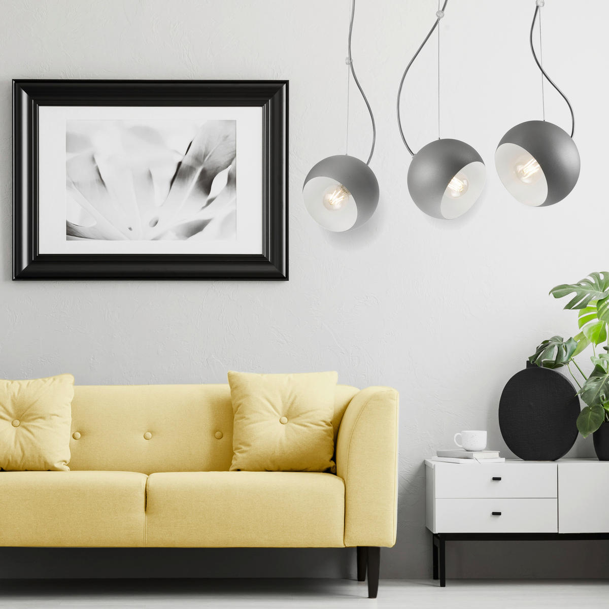 Lamkur Pendelleuchte INEZ 37523 silber Stahl H/L: ca. 70x70 cm E27 3 Brennstellen Inez - silber (70,00cm) - Lamkur