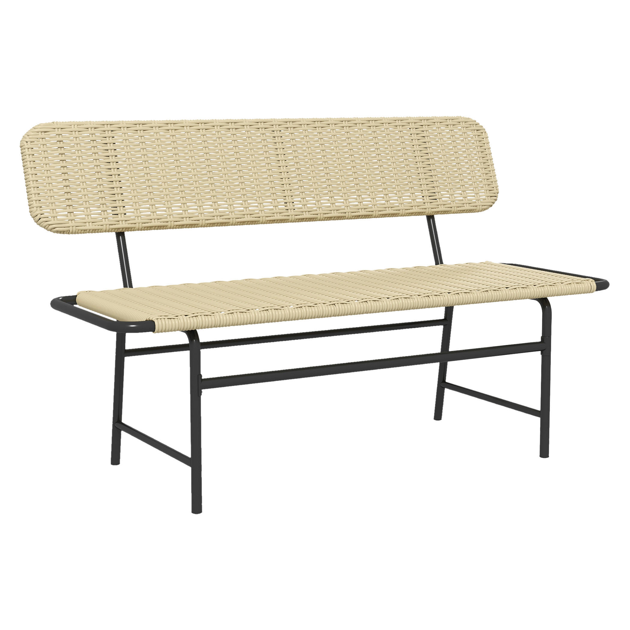 Outsunny Gartenbank khaki Polyrattan B/H/L: ca. 66x132x80 cm Gartenbank - khaki (80,00/66,00/132,00cm) - Outsunny