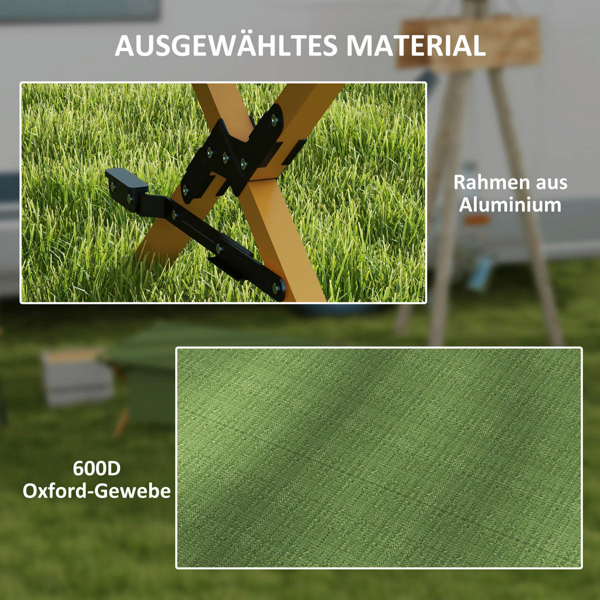 Outsunny Sonnenliege dunkelgrün Nylon B/H/L: ca. 64x45x196 cm Sonnenliege - dunkelgrün (196,00/64,00/45,00cm) - Outsunny