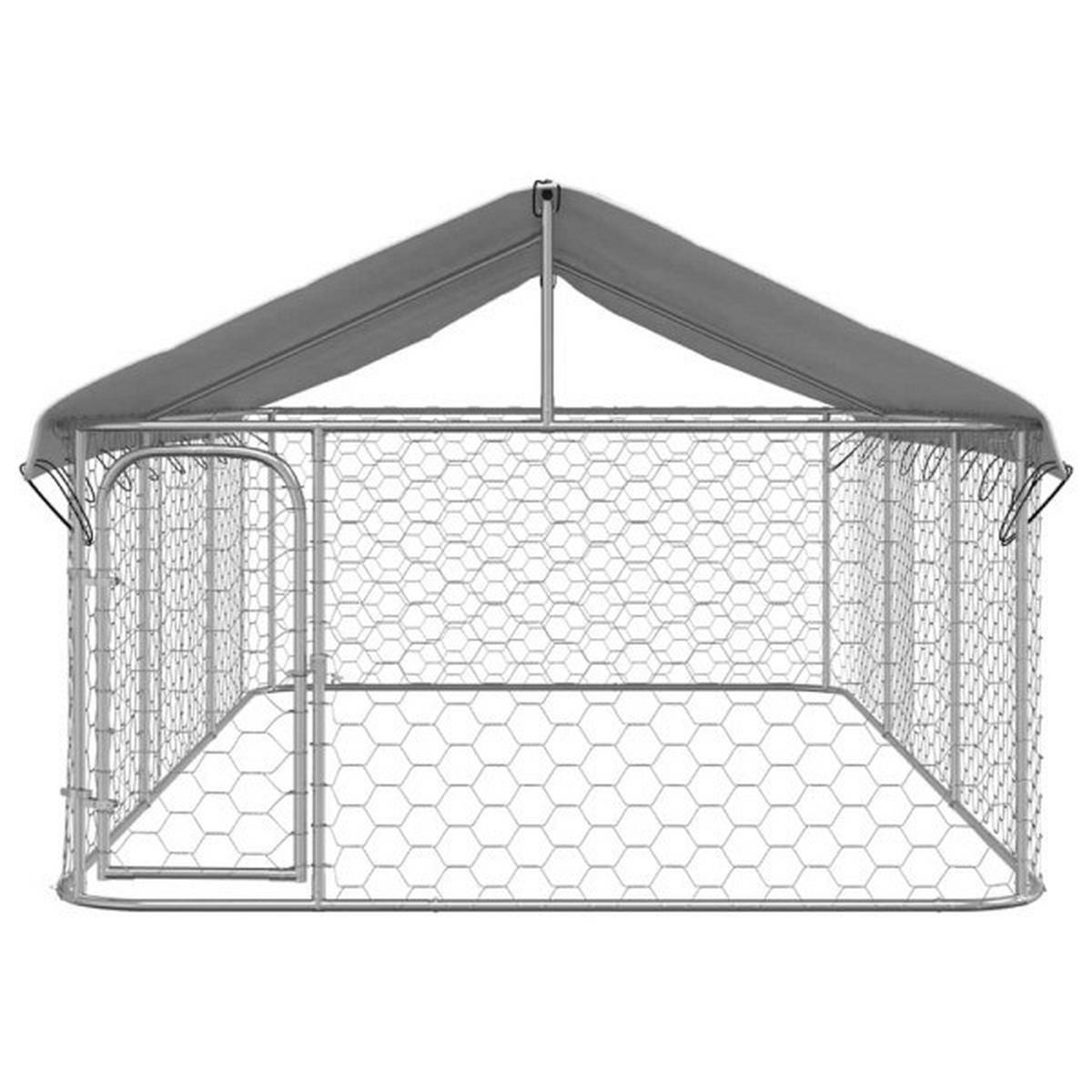 vidaXL Hundezwinger silber Stahl B/H/L: ca. 200x150x400 cm Hundezwinger - silber (400,00/200,00/150,00cm) - vidaXL