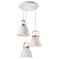 Lamkur Pendelleuchte DANIELLE 31811 weiß Holz Stahl H/L: ca. 79x37 cm E27 3 Brennstellen Danielle - weiß (37,00cm) - Lamkur