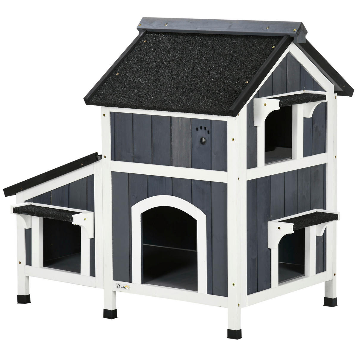 PawHut Katzen-Zubehör grau Edelstahl B/H/L: ca. 65x96x85,5 cm Katzenhaus - grau (85,50/65,00/96,00cm) - PawHut